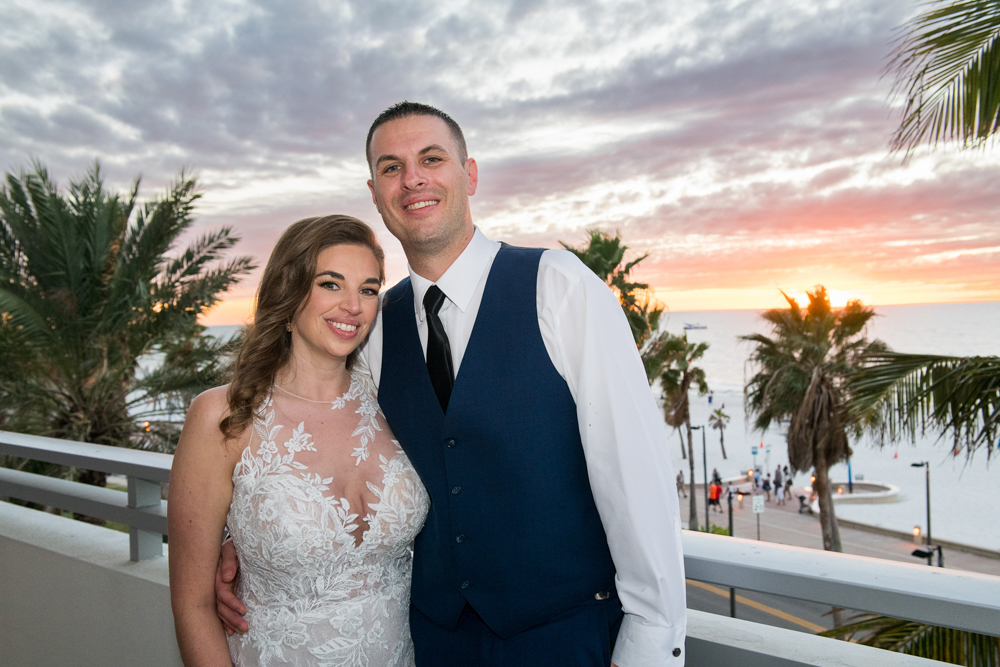 Bride and Groom Sunset at Wyndham grand clearwater beach