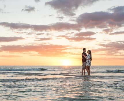 Couple at clearwater beach during sunset